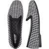Frank Mully Women’s Loafer Flats Square Toe Comfortable Office Work Shoes, Cute Penny Loafer Slip On Walking Driving Shoes(Black White Grid)