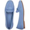 Frank Mully Women’s Loafer Flats Square Toe Comfortable Office Work Shoes, Cute Penny Loafer Slip On Walking Driving Shoes(Blue)