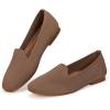 Frank Mully Women’s Loafer Flats Square Toe Comfortable Office Work Shoes, Cute Penny Loafer Slip On Walking Driving Shoes(Brown)