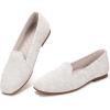 Frank Mully Women’s Loafer Flats Square Toe Comfortable Office Work Shoes, Cute Penny Loafer Slip On Walking Driving Shoes(Cream)