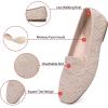 Frank Mully Women’s Loafer Flats Square Toe Comfortable Office Work Shoes, Cute Penny Loafer Slip On Walking Driving Shoes(Ecru Pattern)