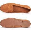 Frank Mully Women’s Loafer Flats Square Toe Comfortable Office Work Shoes, Cute Penny Loafer Slip On Walking Driving Shoes(Fawn)