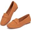 Frank Mully Women’s Loafer Flats Square Toe Comfortable Office Work Shoes, Cute Penny Loafer Slip On Walking Driving Shoes(Fawn)