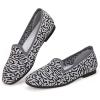 Frank Mully Women’s Loafer Flats Square Toe Comfortable Office Work Shoes, Cute Penny Loafer Slip On Walking Driving Shoes(Grey Pattern)