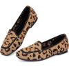 Frank Mully Women’s Loafer Flats Square Toe Comfortable Office Work Shoes, Cute Penny Loafer Slip On Walking Driving Shoes(Leopard)