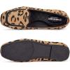 Frank Mully Women’s Loafer Flats Square Toe Comfortable Office Work Shoes, Cute Penny Loafer Slip On Walking Driving Shoes(Leopard)