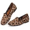 Frank Mully Women’s Loafer Flats Square Toe Comfortable Office Work Shoes, Cute Penny Loafer Slip On Walking Driving Shoes(Leopard Pattern)