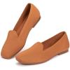 Frank Mully Women’s Loafer Flats Square Toe Comfortable Office Work Shoes, Cute Penny Loafer Slip On Walking Driving Shoes(Orange)