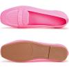 Frank Mully Women’s Loafer Flats Square Toe Comfortable Office Work Shoes, Cute Penny Loafer Slip On Walking Driving Shoes(Pink)