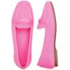 Frank Mully Women’s Loafer Flats Square Toe Comfortable Office Work Shoes, Cute Penny Loafer Slip On Walking Driving Shoes(Pink)