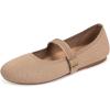 Frank Mully Women’s Mary Jane Flats Comfortable Dressy Ballet Flats Casual Round Toe Slip On Washable Knitted Fabric Office Work Woman Shoes(6088brown)