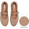 Frank Mully Women’s Mary Jane Flats Comfortable Dressy Ballet Flats Casual Round Toe Slip On Washable Knitted Fabric Office Work Woman Shoes(6088brown)