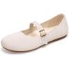 Frank Mully Women’s Mary Jane Flats Comfortable Dressy Ballet Flats Casual Round Toe Slip On Washable Knitted Fabric Office Work Woman Shoes(6088cream)
