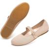 Frank Mully Women’s Mary Jane Flats Comfortable Dressy Ballet Flats Casual Round Toe Slip On Washable Knitted Fabric Office Work Woman Shoes(6088ecru)
