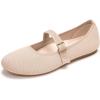 Frank Mully Women’s Mary Jane Flats Comfortable Dressy Ballet Flats Casual Round Toe Slip On Washable Knitted Fabric Office Work Woman Shoes(6088ecru)