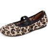 Frank Mully Women’s Mary Jane Flats Comfortable Dressy Ballet Flats Casual Round Toe Slip On Washable Knitted Fabric Office Work Woman Shoes(6088leopard)