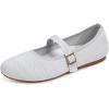 Frank Mully Women’s Mary Jane Flats Comfortable Dressy Ballet Flats Casual Round Toe Slip On Washable Knitted Fabric Office Work Woman Shoes(6088lightgrey)