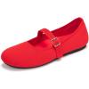 Frank Mully Women’s Mary Jane Flats Comfortable Dressy Ballet Flats Casual Round Toe Slip On Washable Knitted Fabric Office Work Woman Shoes(6088red)