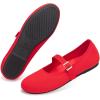 Frank Mully Women’s Mary Jane Flats Comfortable Dressy Ballet Flats Casual Round Toe Slip On Washable Knitted Fabric Office Work Woman Shoes(6088red)
