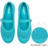 Frank Mully Women’s Mary Jane Flats Comfortable Dressy Ballet Flats Casual Round Toe Slip On Washable Knitted Fabric Office Work Woman Shoes(Aqua Blue/Mesh)