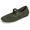 Frank Mully Women’s Mary Jane Flats Comfortable Dressy Ballet Flats Casual Round Toe Slip On Washable Knitted Fabric Office Work Woman Shoes(Armygreen/Mesh)