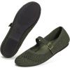 Frank Mully Women’s Mary Jane Flats Comfortable Dressy Ballet Flats Casual Round Toe Slip On Washable Knitted Fabric Office Work Woman Shoes(Armygreen/Mesh)