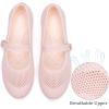 Frank Mully Women’s Mary Jane Flats Comfortable Dressy Ballet Flats Casual Round Toe Slip On Washable Knitted Fabric Office Work Woman Shoes(Baby Pink/Mesh)