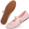 Frank Mully Women’s Mary Jane Flats Comfortable Dressy Ballet Flats Casual Round Toe Slip On Washable Knitted Fabric Office Work Woman Shoes(Baby Pink/Mesh)