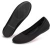 Frank Mully Women’s Mary Jane Flats Comfortable Dressy Ballet Flats Casual Round Toe Slip On Washable Knitted Fabric Office Work Woman Shoes(Black)