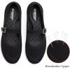 Frank Mully Women’s Mary Jane Flats Comfortable Dressy Ballet Flats Casual Round Toe Slip On Washable Knitted Fabric Office Work Woman Shoes(Black/Mesh)