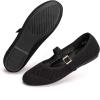 Frank Mully Women’s Mary Jane Flats Comfortable Dressy Ballet Flats Casual Round Toe Slip On Washable Knitted Fabric Office Work Woman Shoes(Black/Mesh)