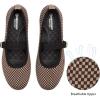 Frank Mully Women’s Mary Jane Flats Comfortable Dressy Ballet Flats Casual Round Toe Slip On Washable Knitted Fabric Office Work Woman Shoes(Black&brown Plaid)