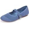 Frank Mully Women’s Mary Jane Flats Comfortable Dressy Ballet Flats Casual Round Toe Slip On Washable Knitted Fabric Office Work Woman Shoes(Blue/Mesh)