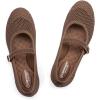 Frank Mully Women’s Mary Jane Flats Comfortable Dressy Ballet Flats Casual Round Toe Slip On Washable Knitted Fabric Office Work Woman Shoes(Coffee/Mesh)