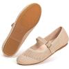 Frank Mully Women’s Mary Jane Flats Comfortable Dressy Ballet Flats Casual Round Toe Slip On Washable Knitted Fabric Office Work Woman Shoes(Ecru/Mesh)