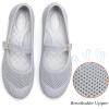 Frank Mully Women’s Mary Jane Flats Comfortable Dressy Ballet Flats Casual Round Toe Slip On Washable Knitted Fabric Office Work Woman Shoes(Lightgrey/Mesh)
