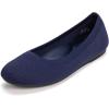 Frank Mully Women’s Mary Jane Flats Comfortable Dressy Ballet Flats Casual Round Toe Slip On Washable Knitted Fabric Office Work Woman Shoes(Navyblue)