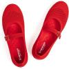 Frank Mully Women’s Mary Jane Flats Comfortable Dressy Ballet Flats Casual Round Toe Slip On Washable Knitted Fabric Office Work Woman Shoes(Red/Mesh)