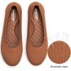 Frank Mully Women’s Mary Jane Flats Comfortable Dressy Ballet Flats Casual Round Toe Slip On Washable Knitted Fabric Office Work Woman Shoes(Tan)