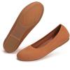 Frank Mully Women’s Mary Jane Flats Comfortable Dressy Ballet Flats Casual Round Toe Slip On Washable Knitted Fabric Office Work Woman Shoes(Tan)