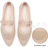 Frank Mully Women’s Mesh Flats Mary Jane Shoes Pointed Toe Lightweight with Adjustable Instep Strap Knit Flat Shoes for Women Dressy Casual Washable Walking Shoes(Ecru)