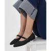 Frank Mully Women’s Mesh Flats Mary Jane Shoes Pointed Toe Lightweight with Adjustable Instep Strap Knit Flat Shoes for Women Dressy Casual Washable Walking Shoes(Solid Black)