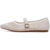 Frank Mully Women’s Mesh Flats Mary Jane Shoes Pointed Toe Lightweight with Adjustable Instep Strap Knit Flat Shoes for Women Dressy Casual Washable Walking Shoes(Ivory)