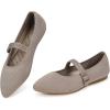Frank Mully Women’s Mesh Flats Mary Jane Shoes Pointed Toe Lightweight with Adjustable Instep Strap Knit Flat Shoes for Women Dressy Casual Washable Walking Shoes(Solid Coffee)
