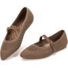 Frank Mully Women’s Mesh Flats Mary Jane Shoes Pointed Toe Lightweight with Adjustable Instep Strap Knit Flat Shoes for Women Dressy Casual Washable Walking Shoes(Brown)