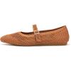 Frank Mully Women’s Mesh Flats Mary Jane Shoes Pointed Toe Lightweight with Adjustable Instep Strap Knit Flat Shoes for Women Dressy Casual Washable Walking Shoes(Tan)