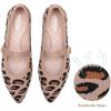 Frank Mully Women’s Mesh Flats Mary Jane Shoes Pointed Toe Lightweight with Adjustable Instep Strap Knit Flat Shoes for Women Dressy Casual Washable Walking Shoes(Solid Leopard)