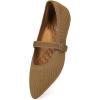 Frank Mully Women’s Mesh Flats Mary Jane Shoes Pointed Toe Lightweight with Adjustable Instep Strap Knit Flat Shoes for Women Dressy Casual Washable Walking Shoes(Solid Bronze)