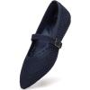 Frank Mully Women’s Mesh Flats Mary Jane Shoes Pointed Toe Lightweight with Adjustable Instep Strap Knit Flat Shoes for Women Dressy Casual Washable Walking Shoes(Navy)