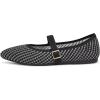 Frank Mully Women’s Mesh Flats Mary Jane Shoes Pointed Toe Lightweight with Adjustable Instep Strap Knit Flat Shoes for Women Dressy Casual Washable Walking Shoes(Black&white)